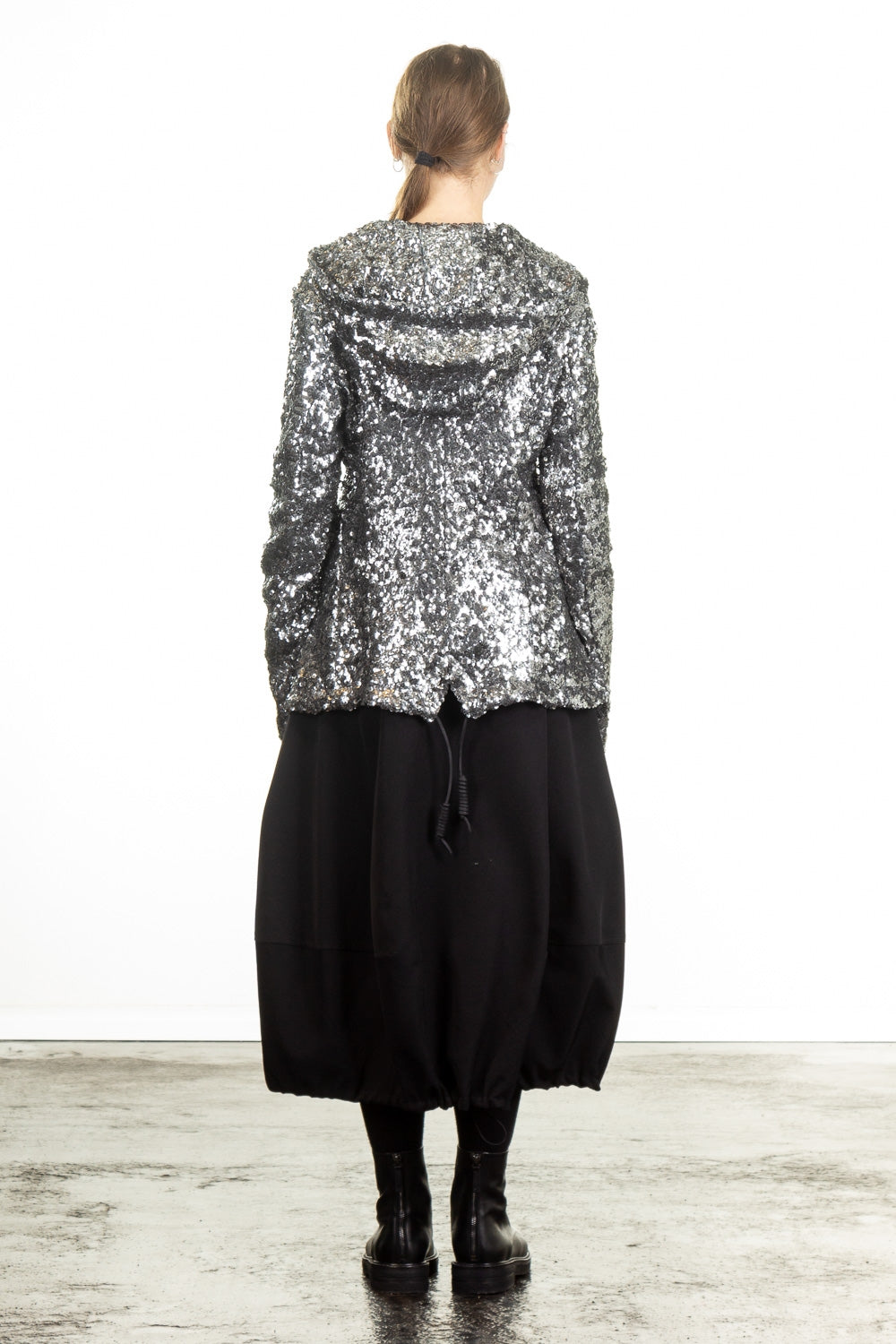 Rundholz DIP Damen Kapuzenjacke Pailletten silber
