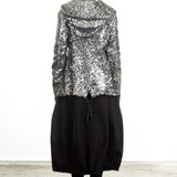Rundholz DIP Damen Kapuzenjacke Pailletten silber