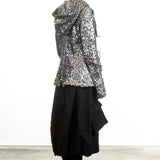 Rundholz DIP Damen Kapuzenjacke Pailletten silber