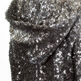 Rundholz DIP Damen Kapuzenjacke Pailletten silber