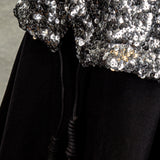 Rundholz DIP Damen Kapuzenjacke Pailletten silber