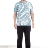 AVANT TOI Herren Leinen T-Shirt Kurzarm Aqua Weiss Print