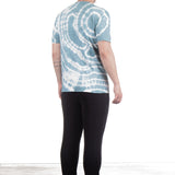 AVANT TOI Herren Leinen T-Shirt Kurzarm Aqua Weiss Print