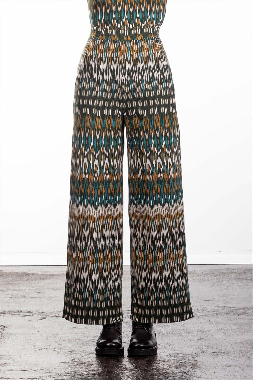 Schella Kann 2 Damen Culotte Hose mit weitem Bein Print multicolor