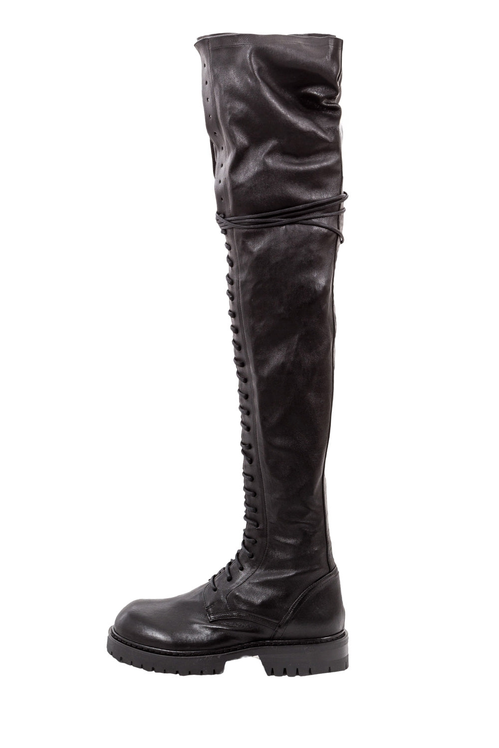 Ann Demeulemeester Damen Overknees aus Stretchleder schwarz