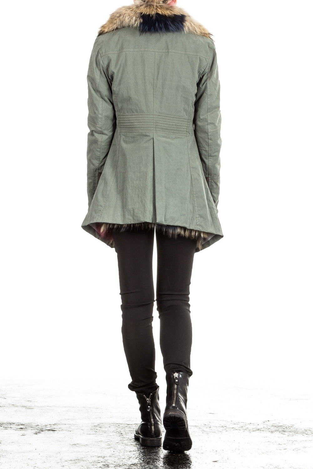 Jet Set Damen Parka mit Innenfutter aus Fell ZUKO grün