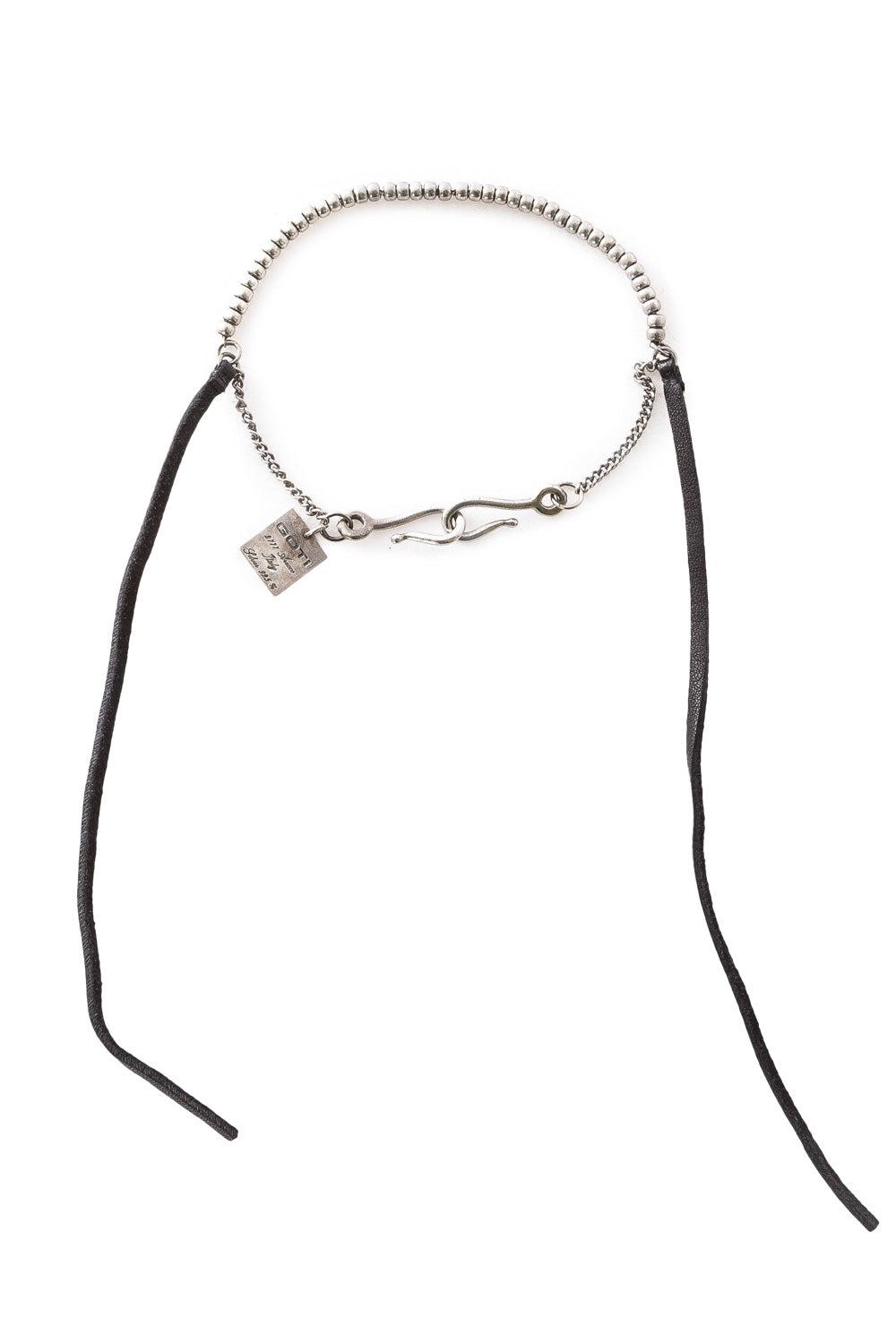GOTI Silber Armband BR1116 mit Leder schwarz silber