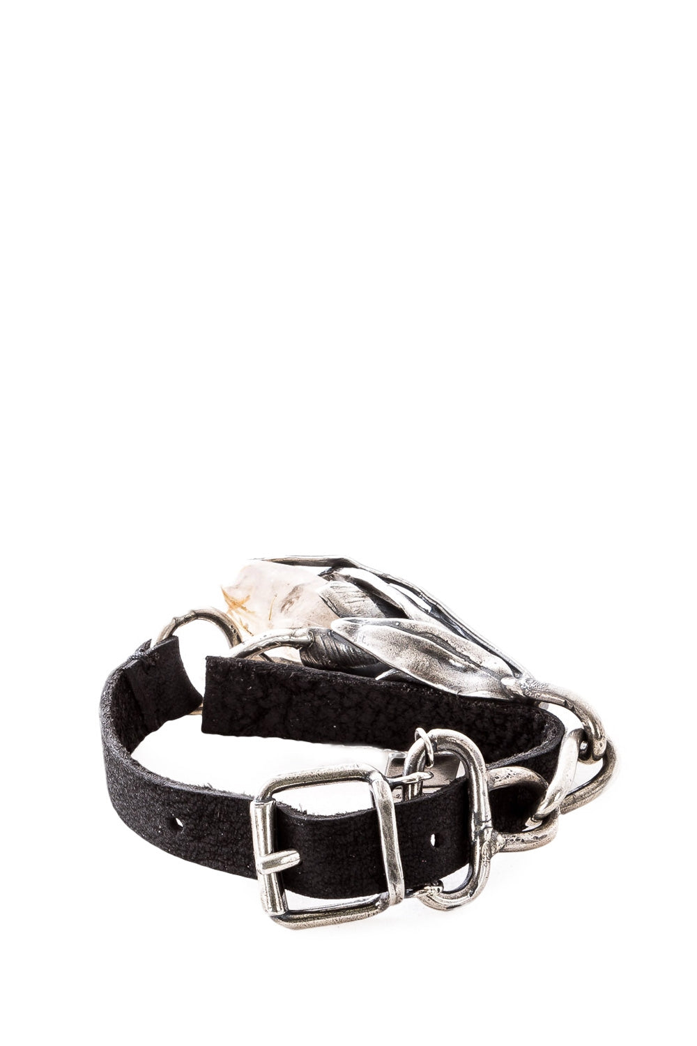GOTI Lederarmband mit Silberknospe BR1140 silber schwarz