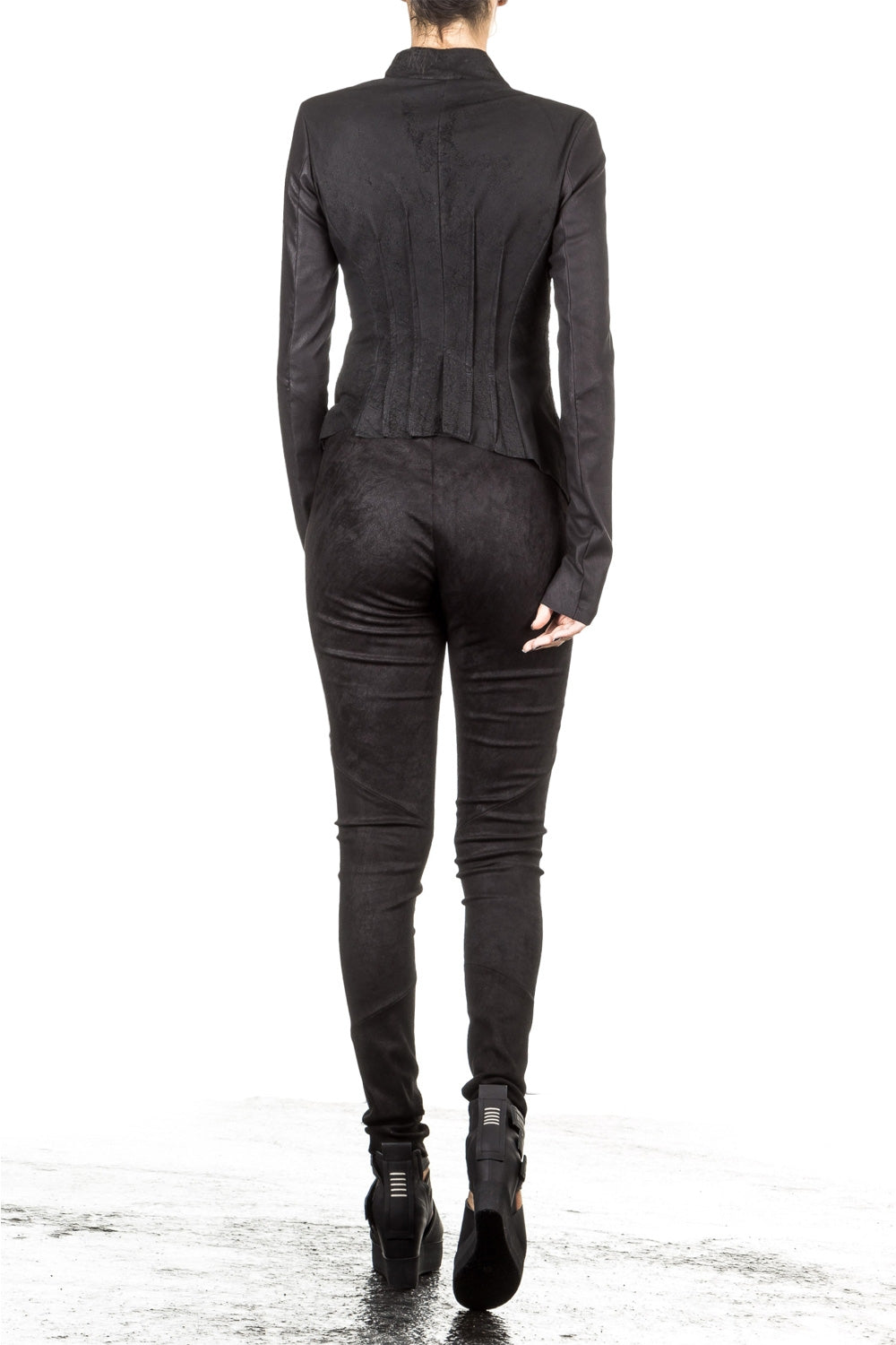 Isabel Benenato Leder Leggings schwarz