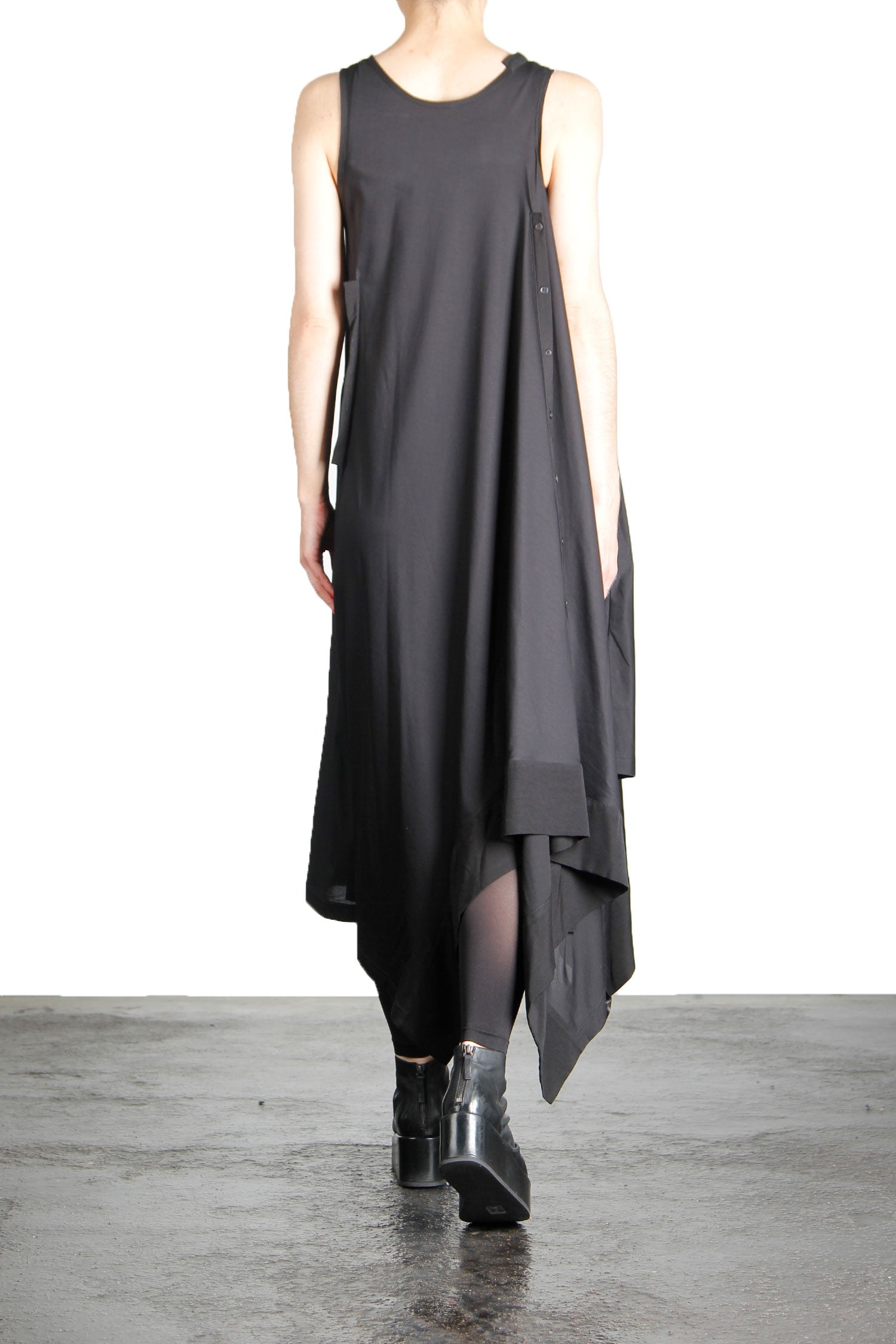 Yohji Yamamoto Damen Kleid Mit Schräger Knopfleiste schwarz