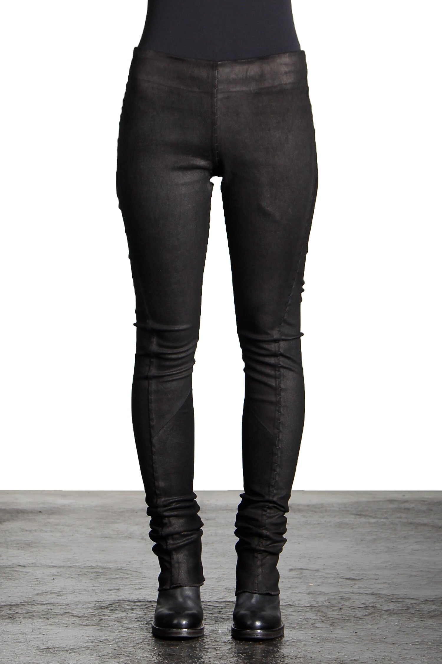 Isaac Sellam Damen Leder Hose schwarz