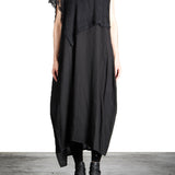 Yohji Yamamoto Damen Kleid Mit Netzapplikation schwarz