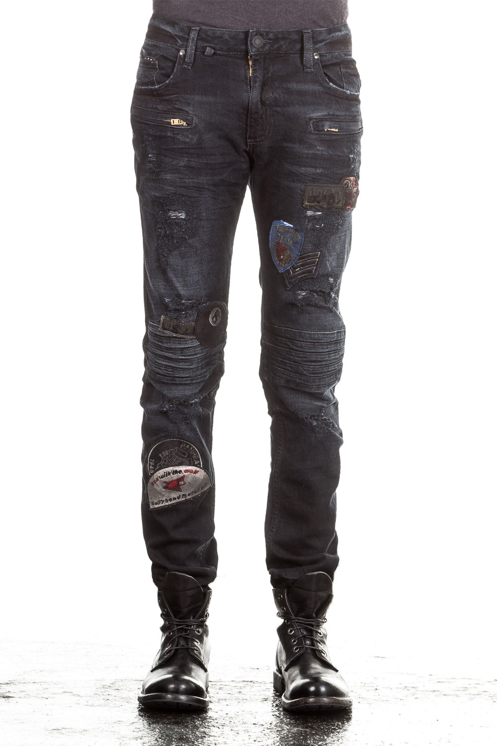 Robin`s Jean Herren Jeans MOTARD PATCHES dunkelblau