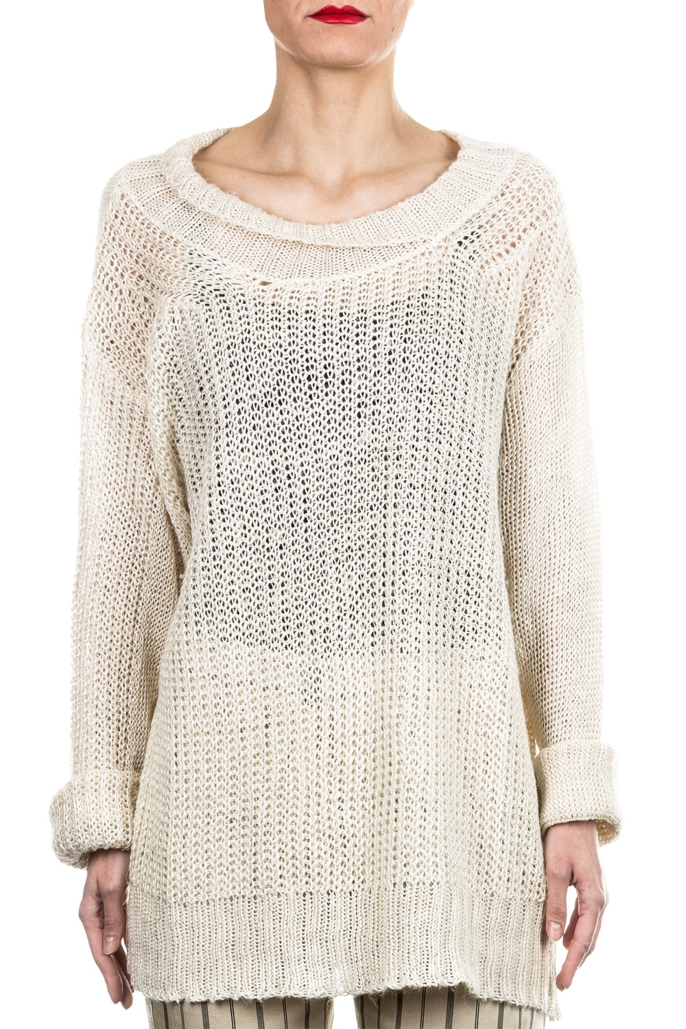 Ann Demeulemeester Unisex Grobstrick Pullover beige