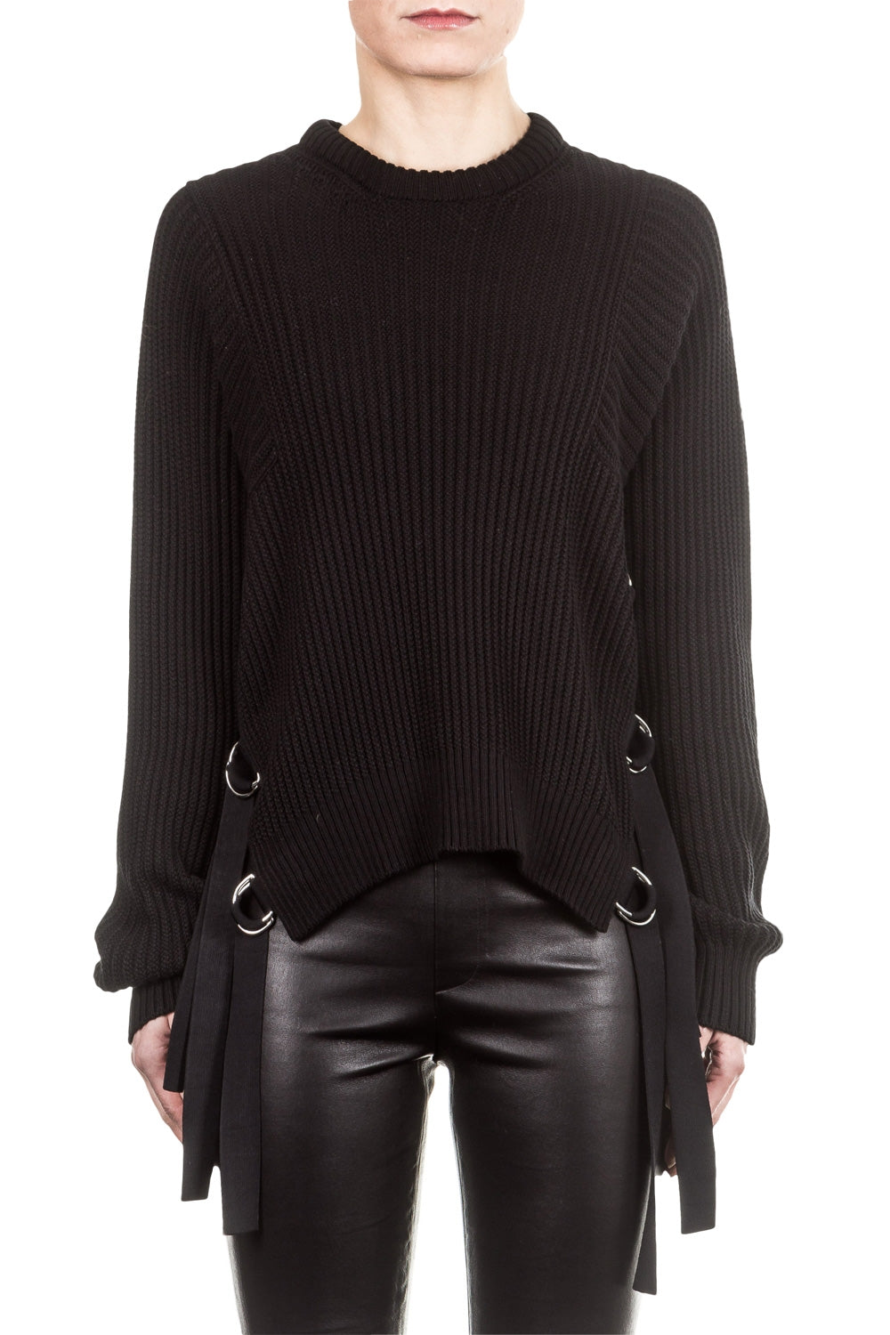 Helmut Lang Damen Strickcape Ripp schwarz