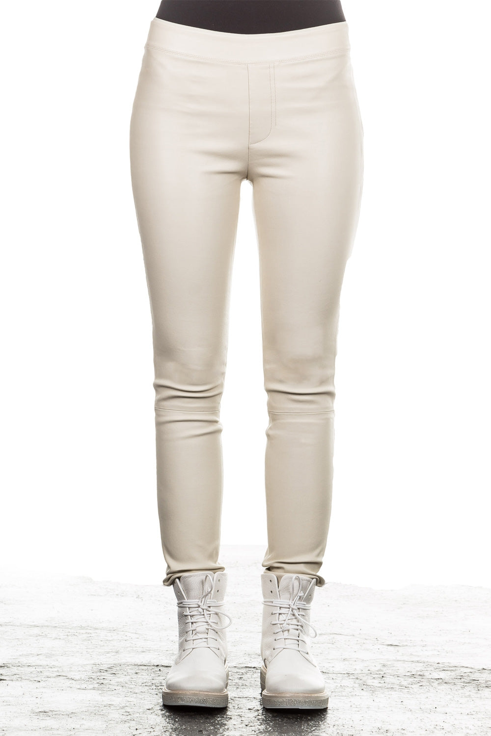 Helmut Lang Damen Leder Leggings creme