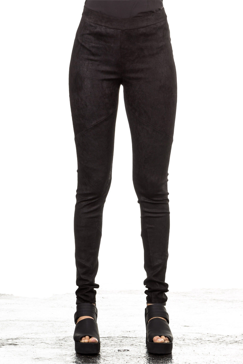 Isabel Benenato Leder Leggings schwarz