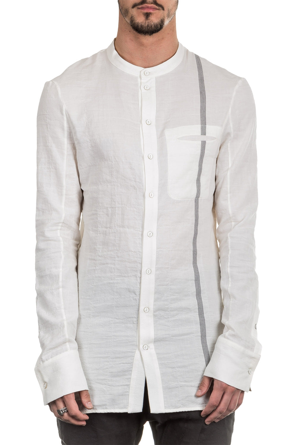 Masnada Herren Hemd PIN STRIPE weiß