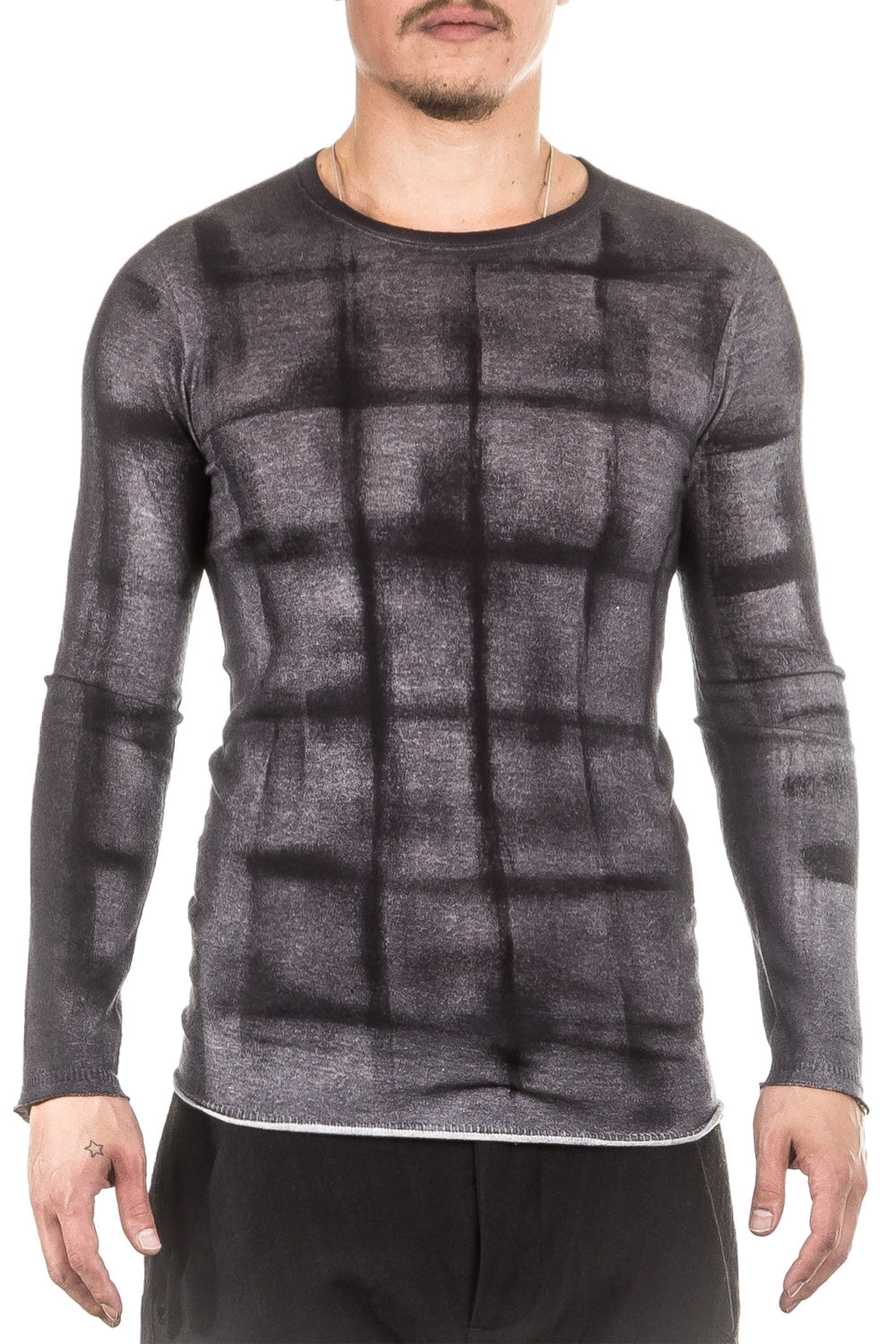 Masnada Herren Kaschmir Pullover grid anthrazit