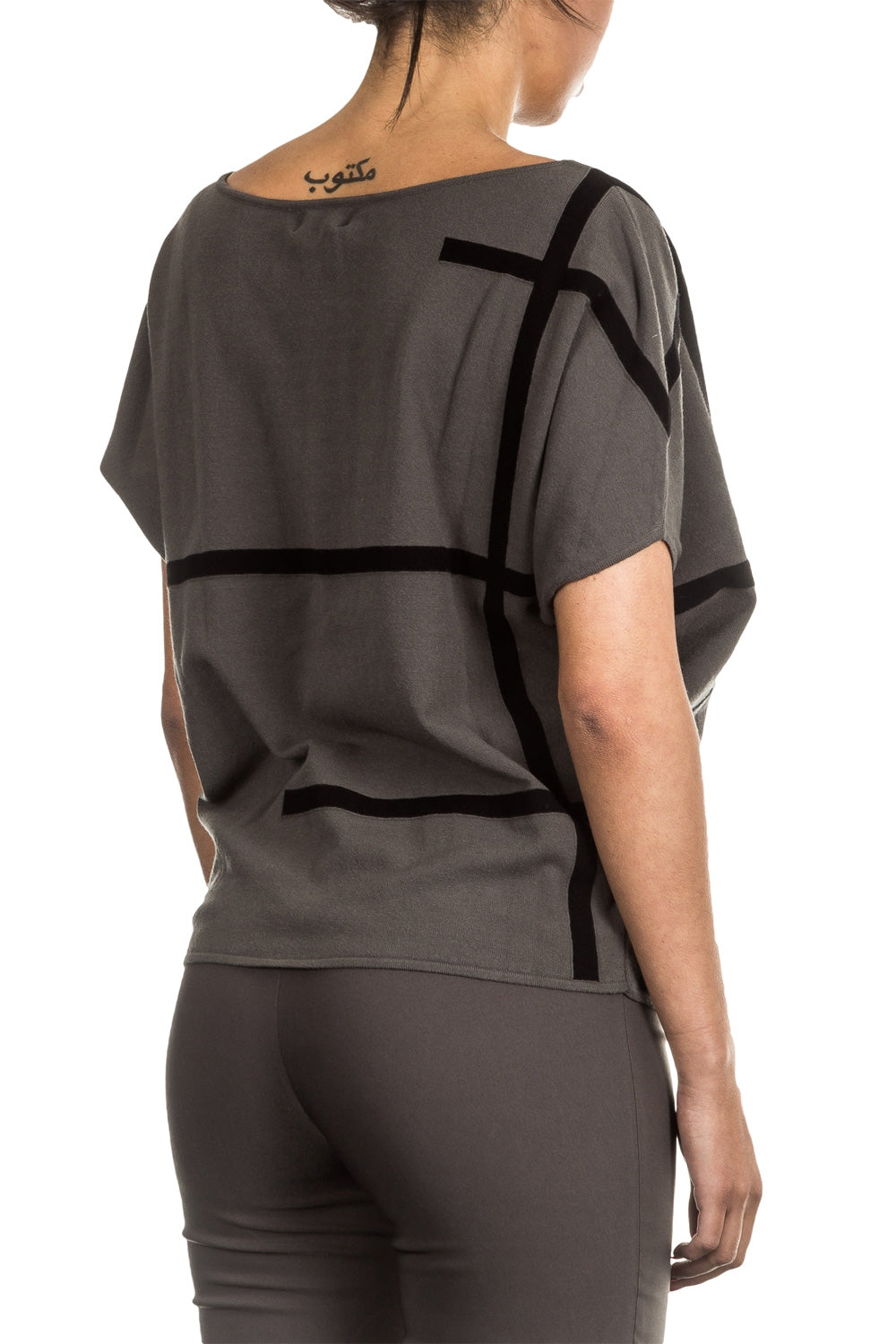 Sarah Pacini Oversized Pullover khaki schwarz