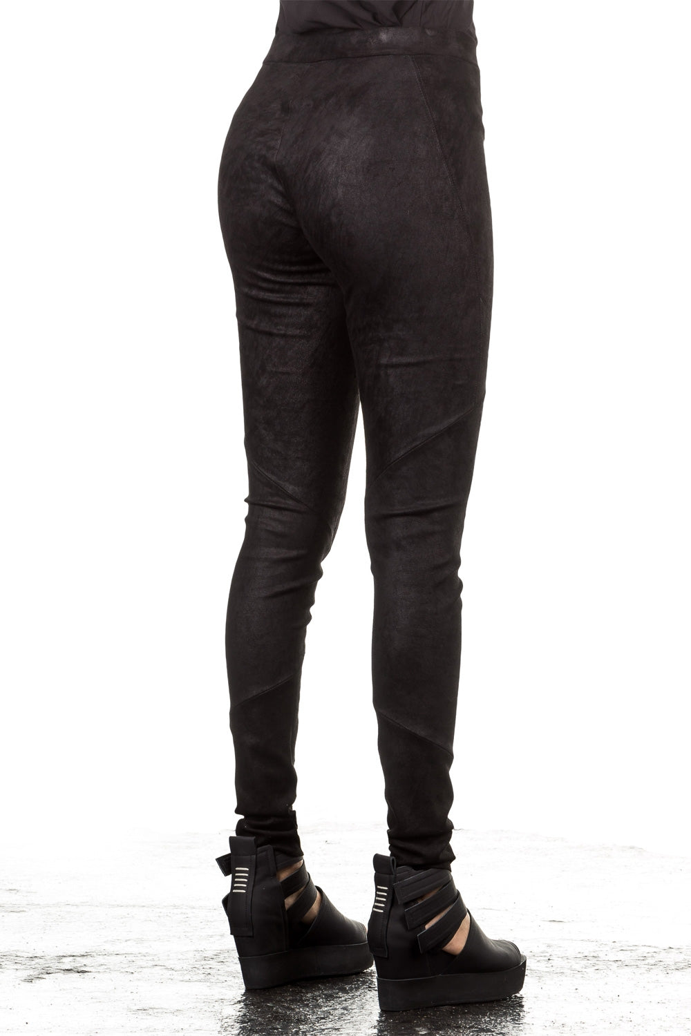 Isabel Benenato Leder Leggings schwarz