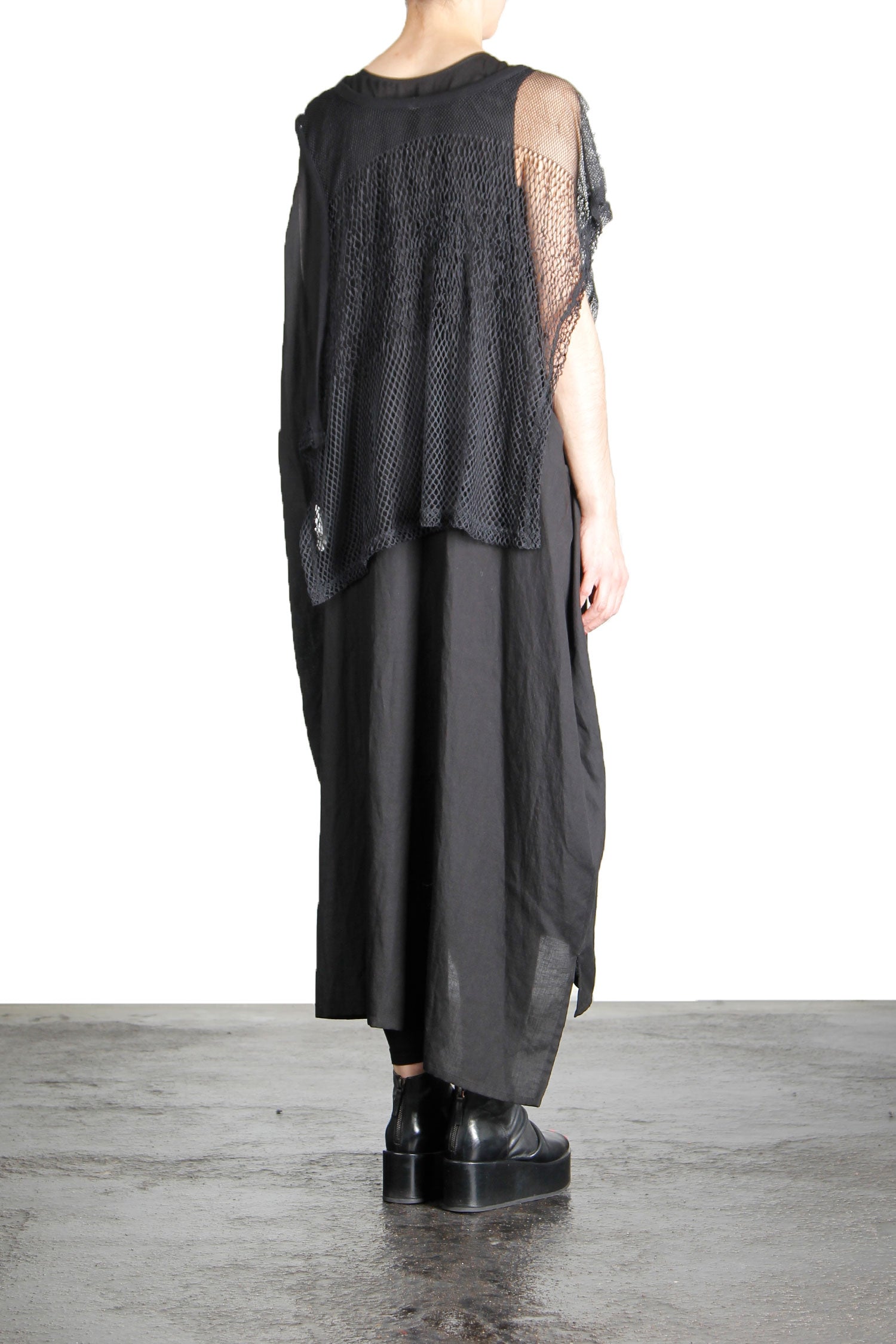 Yohji Yamamoto Damen Kleid Mit Netzapplikation schwarz