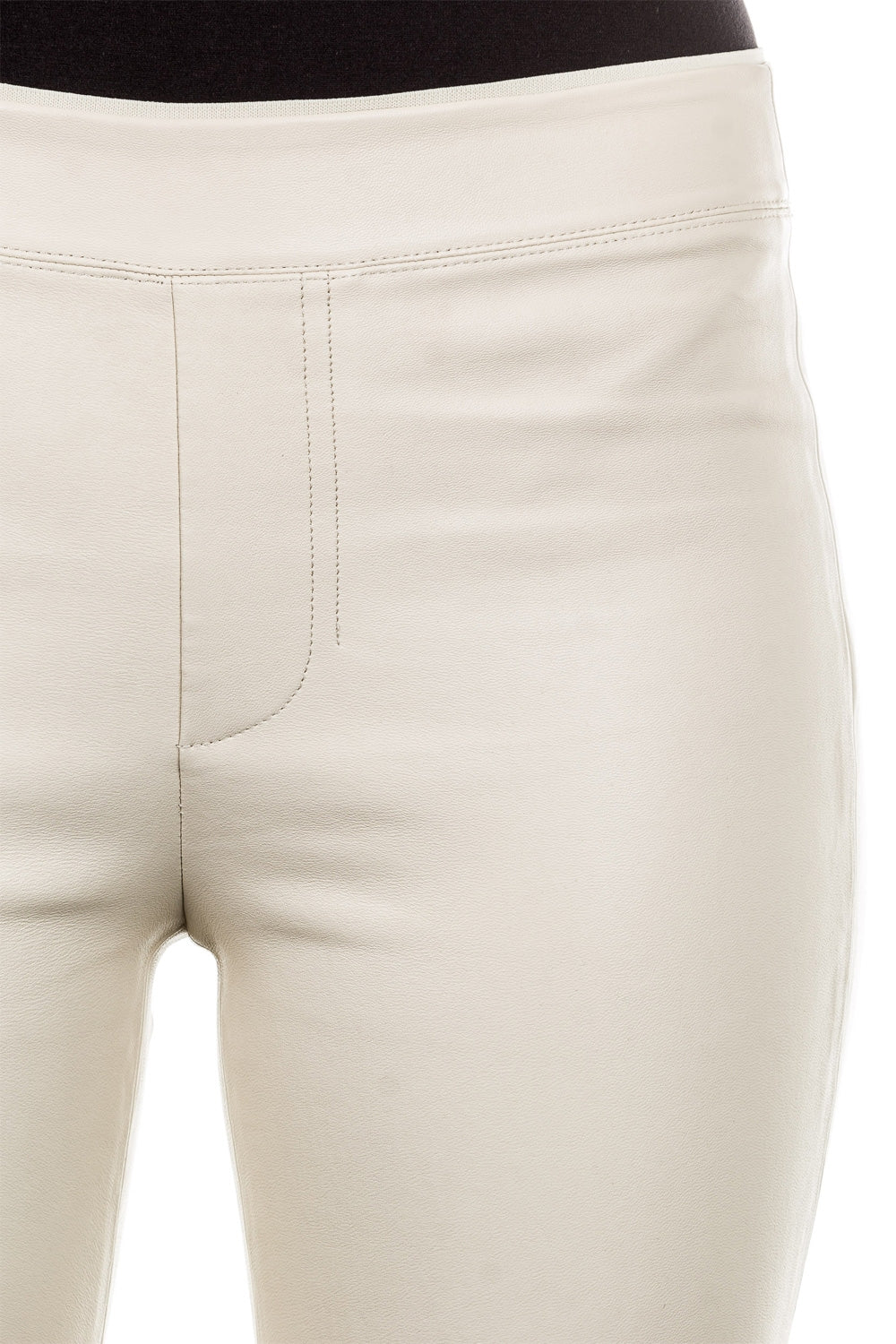 Helmut Lang Damen Leder Leggings creme