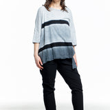 Gilda Midani Damen Oversized Streifen Shirt grau schwarz