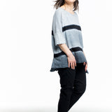 Gilda Midani Damen Oversized Streifen Shirt grau schwarz
