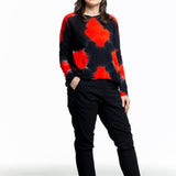 Gilda Midani Damen Langarmshirt rot schwarz