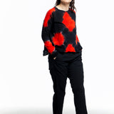 Gilda Midani Damen Langarmshirt rot schwarz