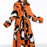 Issey Miyake women's avant-garde coat VIGOR print orange