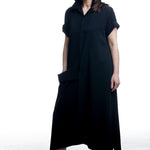 Yohji Yamamoto Wollkleid Schwarz – Seitenansicht