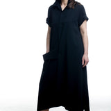 Yohji Yamamoto Wollkleid Schwarz – Seitenansicht