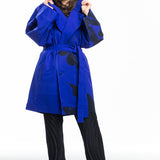 Issey Miyake ladies coat with polka dot print blue black