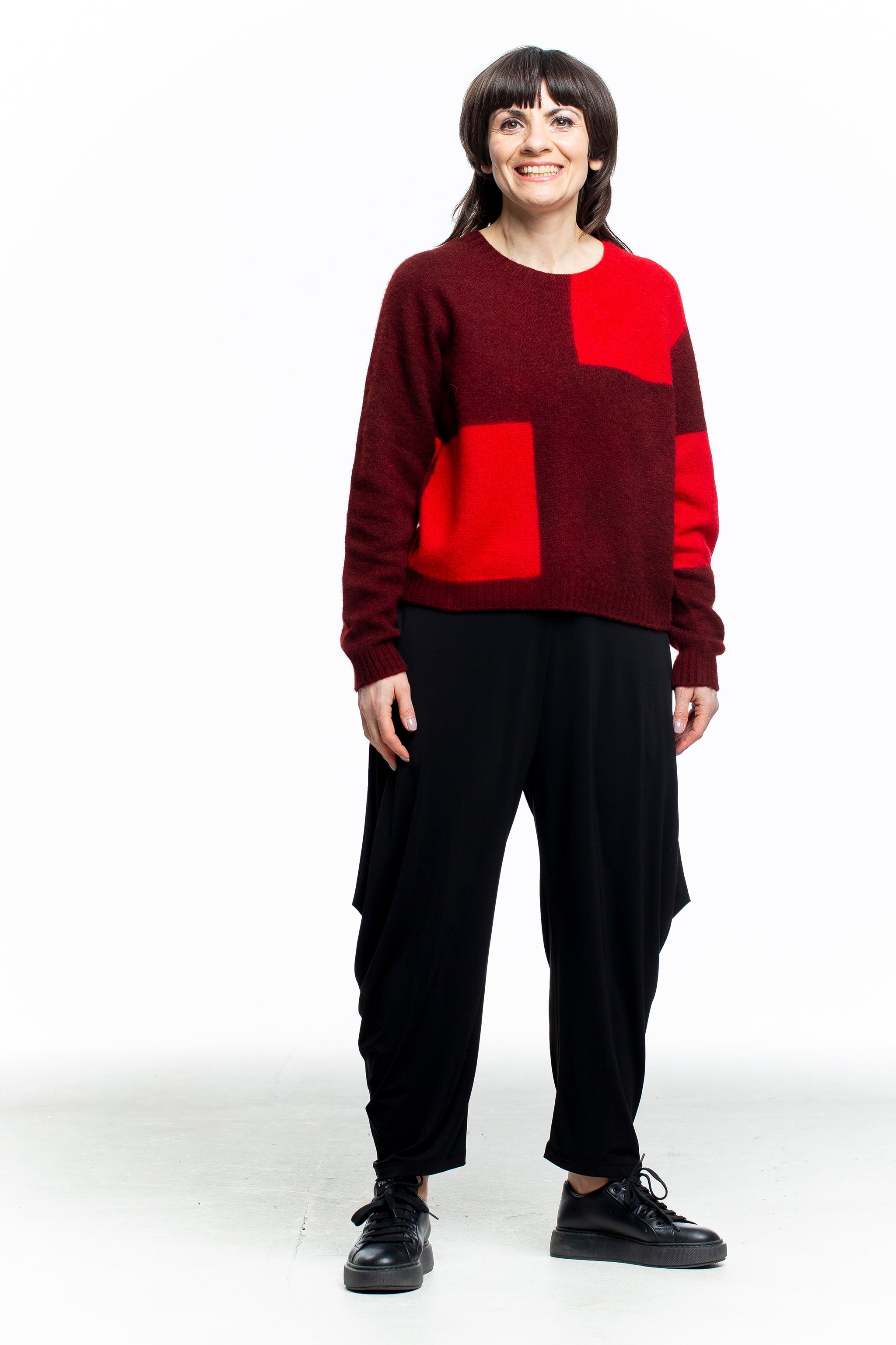 Suzusan Damen Kaschmir Pullover dunkelrot korallenrot – Luxury Loft