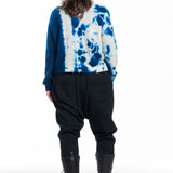 Suzusan Damen Kaschmir Pullover Madara Shibori offwhite blue