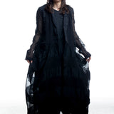 Uma Wang Damen Avantgarde Mantel Cider Coat Schwarz