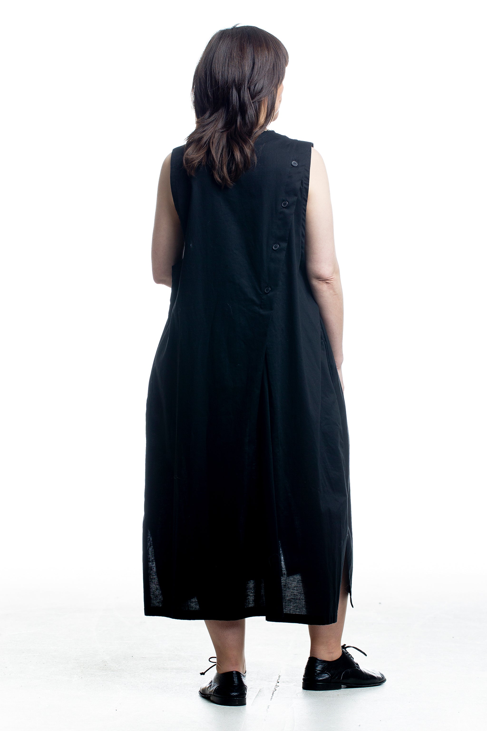 Y’s Baumwollkleid Schwarz – Rückansicht