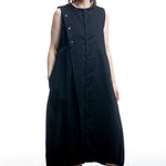 Y’s Baumwollkleid Schwarz – Vorderansicht