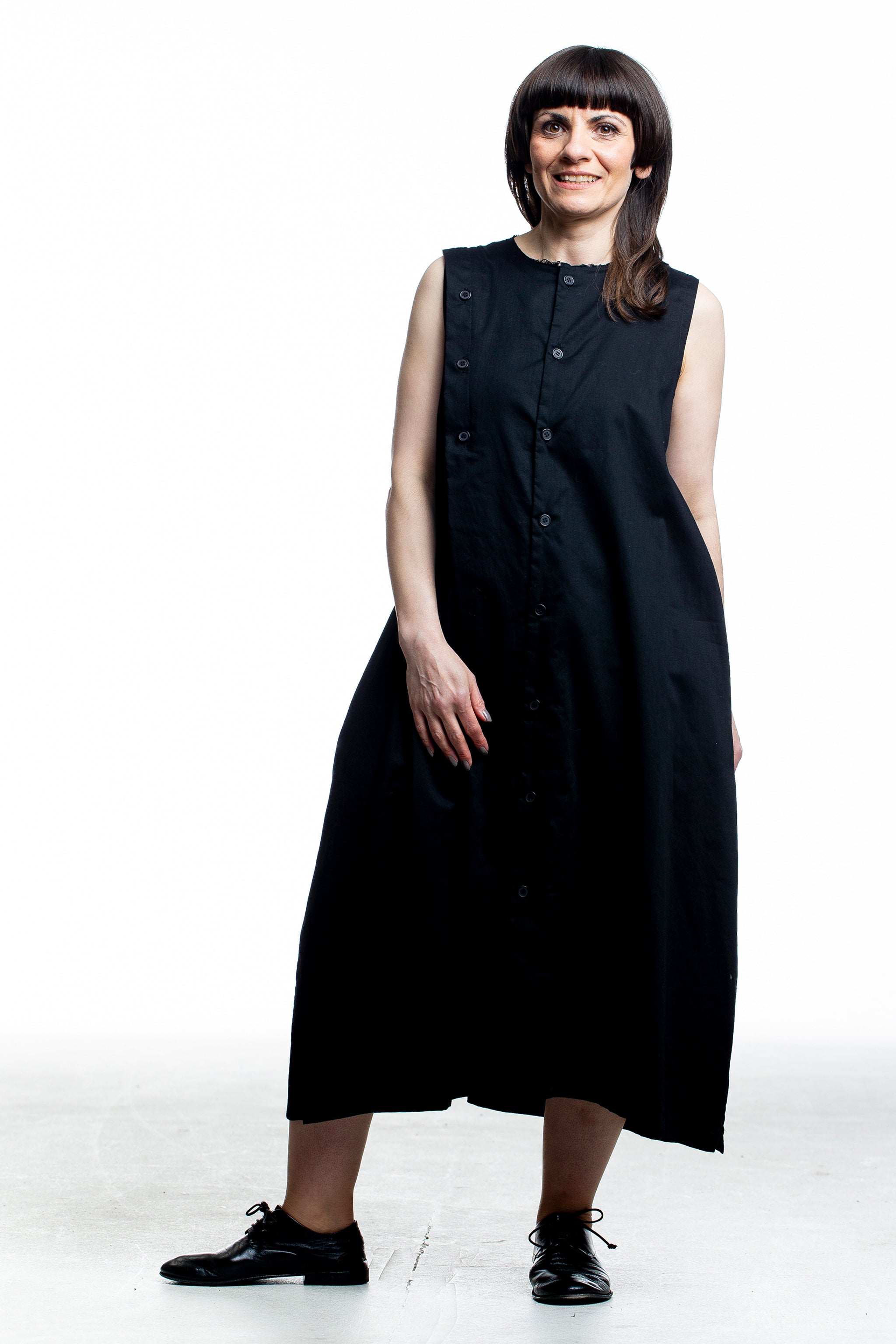 Y’s Baumwollkleid Schwarz – Seitenansicht