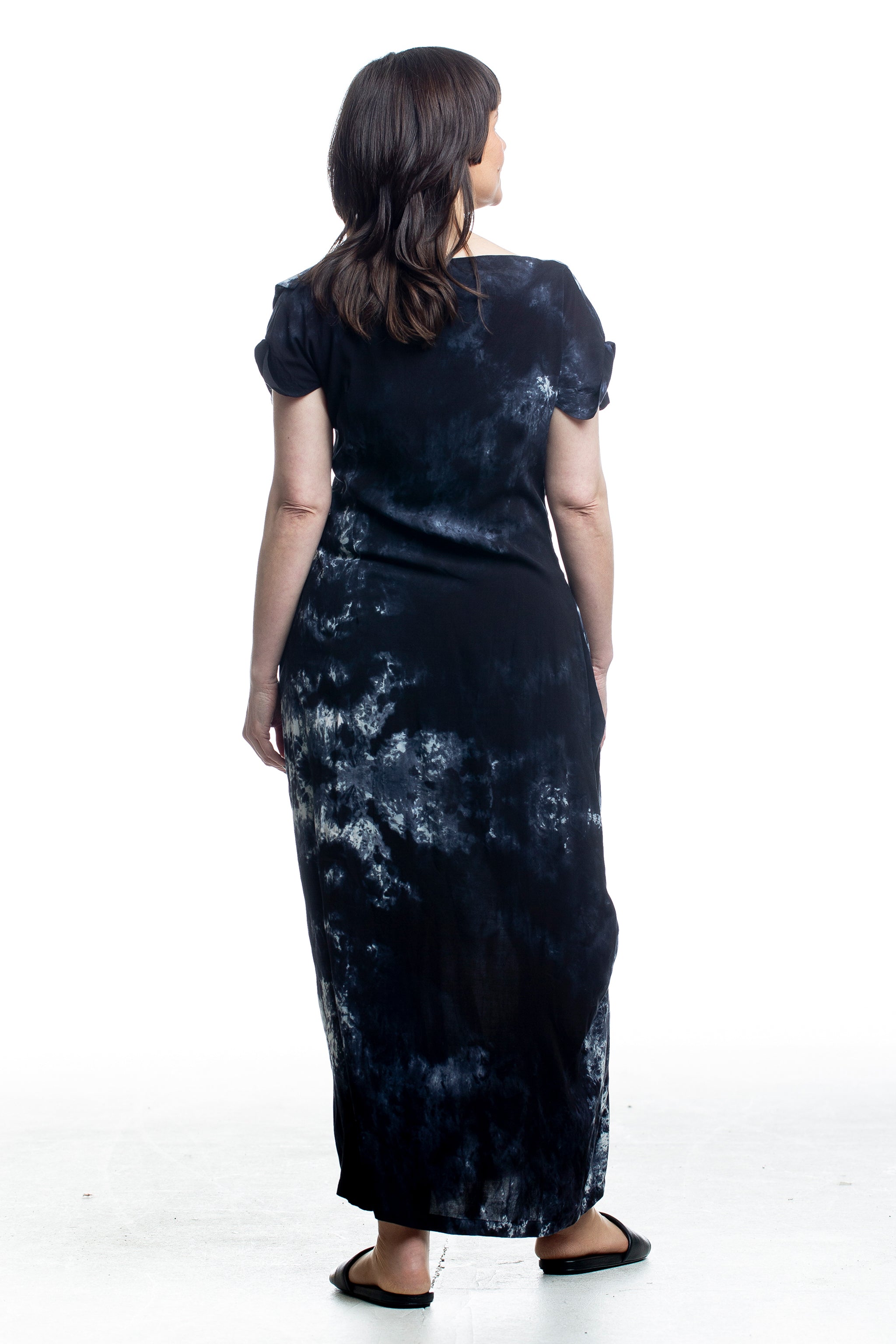 Y’s Kleid Schwarz Blau – Rückansicht