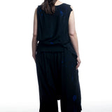 Y's Yohji Yamamoto Damen Top mit abstraktem Print in Schwarz-Blau