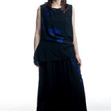 Y's Yohji Yamamoto Damen Top mit abstraktem Print in Schwarz-Blau