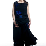 Y's Yohji Yamamoto Damen Top mit abstraktem Print in Schwarz-Blau