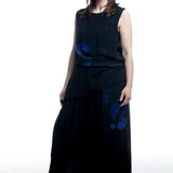 Y's Yohji Yamamoto Damen Top mit abstraktem Print in Schwarz-Blau