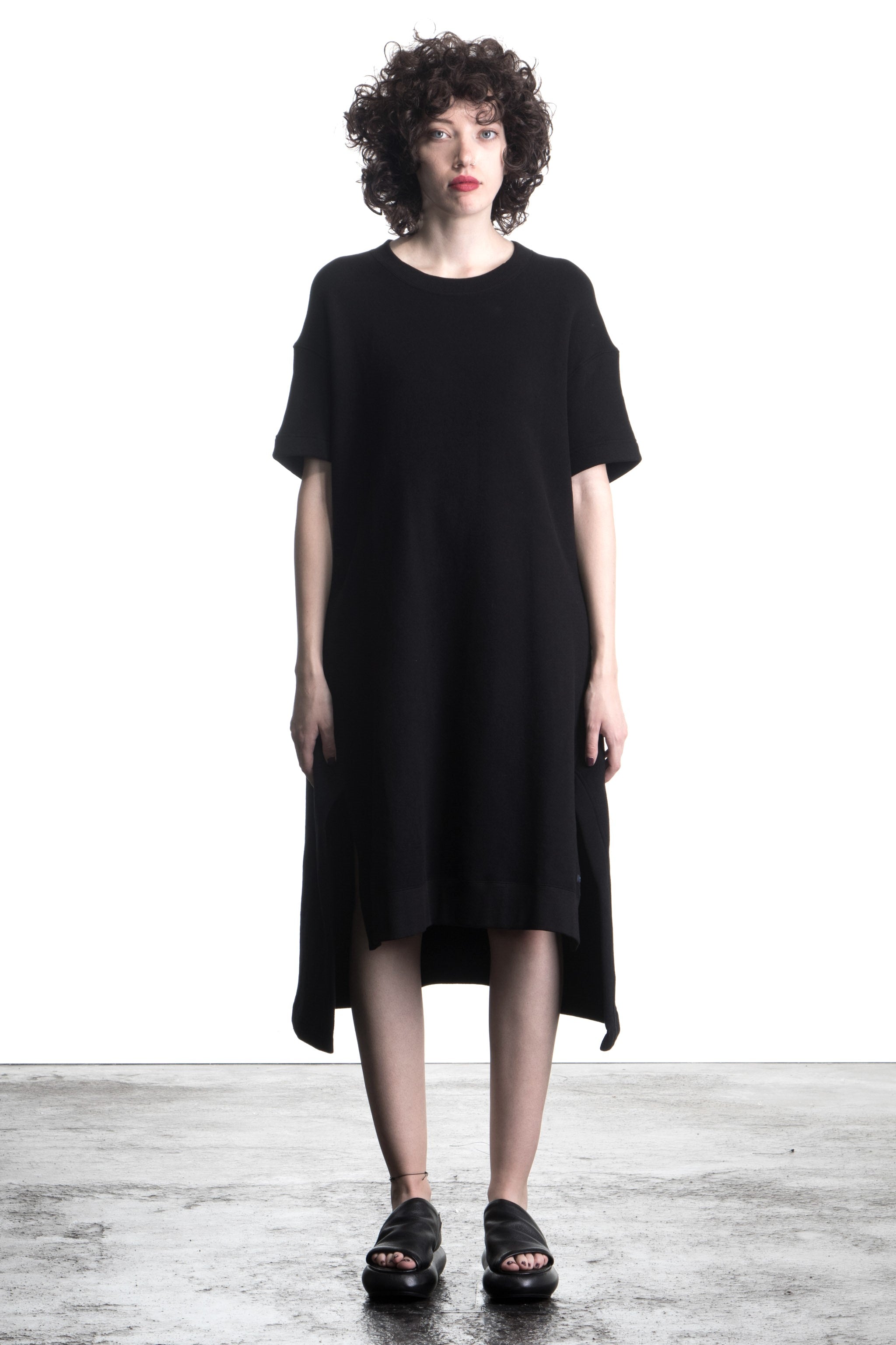 Yohji Yamamoto women's jersey dress half sleeve black LuxuryLoft