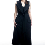 Yohji Yamamoto Damen Maxikleid Schwarz