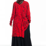 Yohji Yamamoto Damen Longhemd mit Print rot schwarz