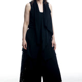 Yohji Yamamoto Damen Weste Schwarz Drapiert